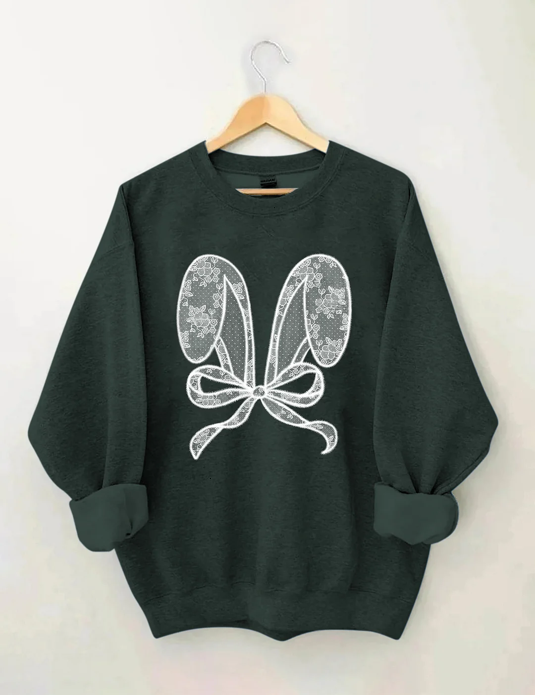 Bunny Ears With Bow Lace Sweatshirt