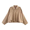 Women's Trendy Drop Shoulder Buckle Waist-Tightening Bomber Jacket Coat