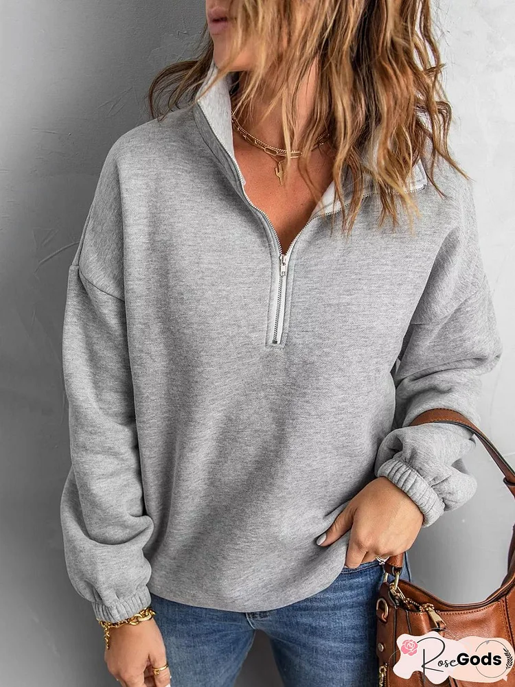 Plain Loosen Off Shoulder Basics Sweatshirts