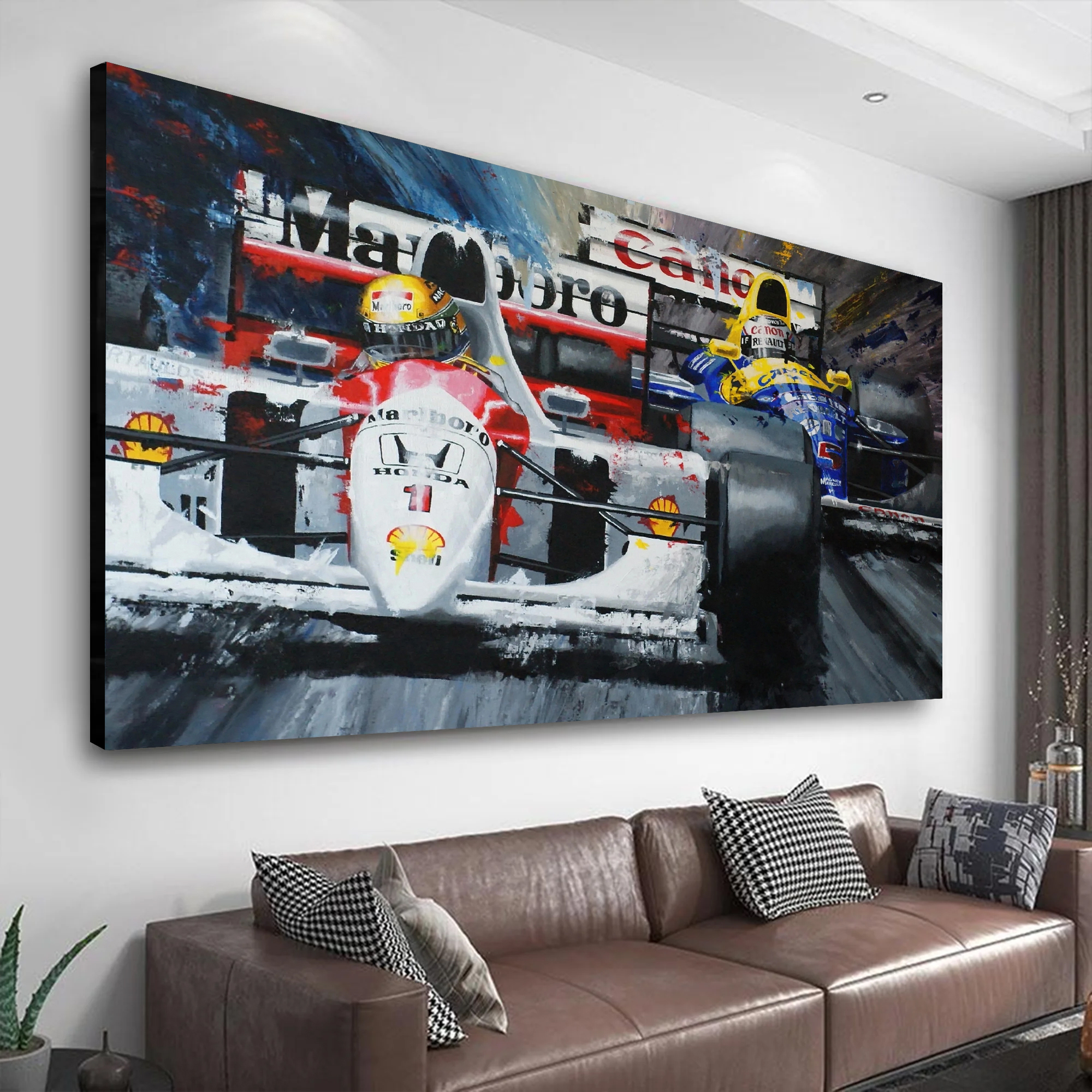 Ayrton Senna Vs. Nigel Mansell Formula 1 Canvas Wall Art 