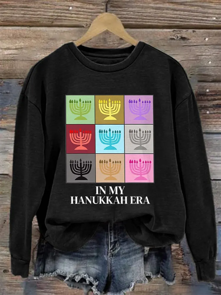 Cute Hanukkah Dachshund Print Sweatshirt