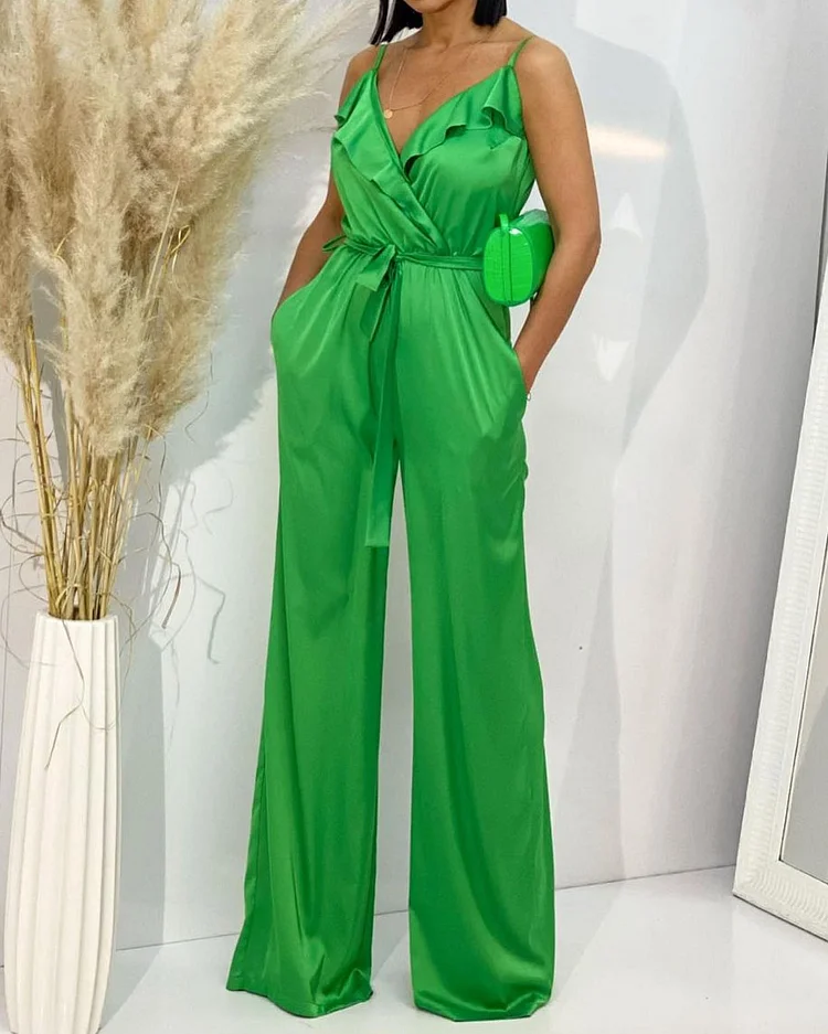 ruffled solid jumpsuit