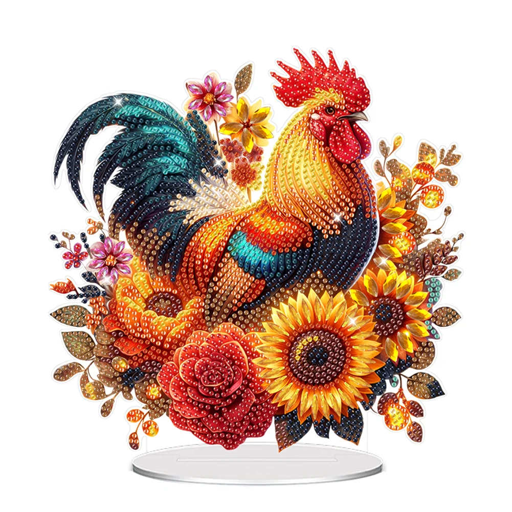 DIY Chicken Sunflower Acrylic Special Shaped Table Top Diamond Painting Ornament