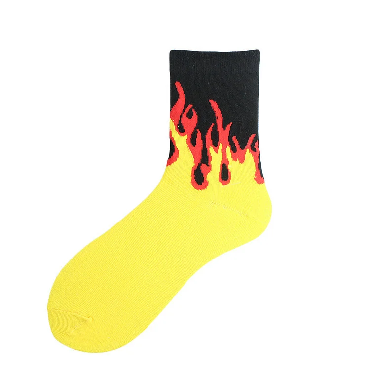 Flame Mid-Tube Cotton Socks Street Hip-Hop Skateboard Sports Socks-VESSFUL
