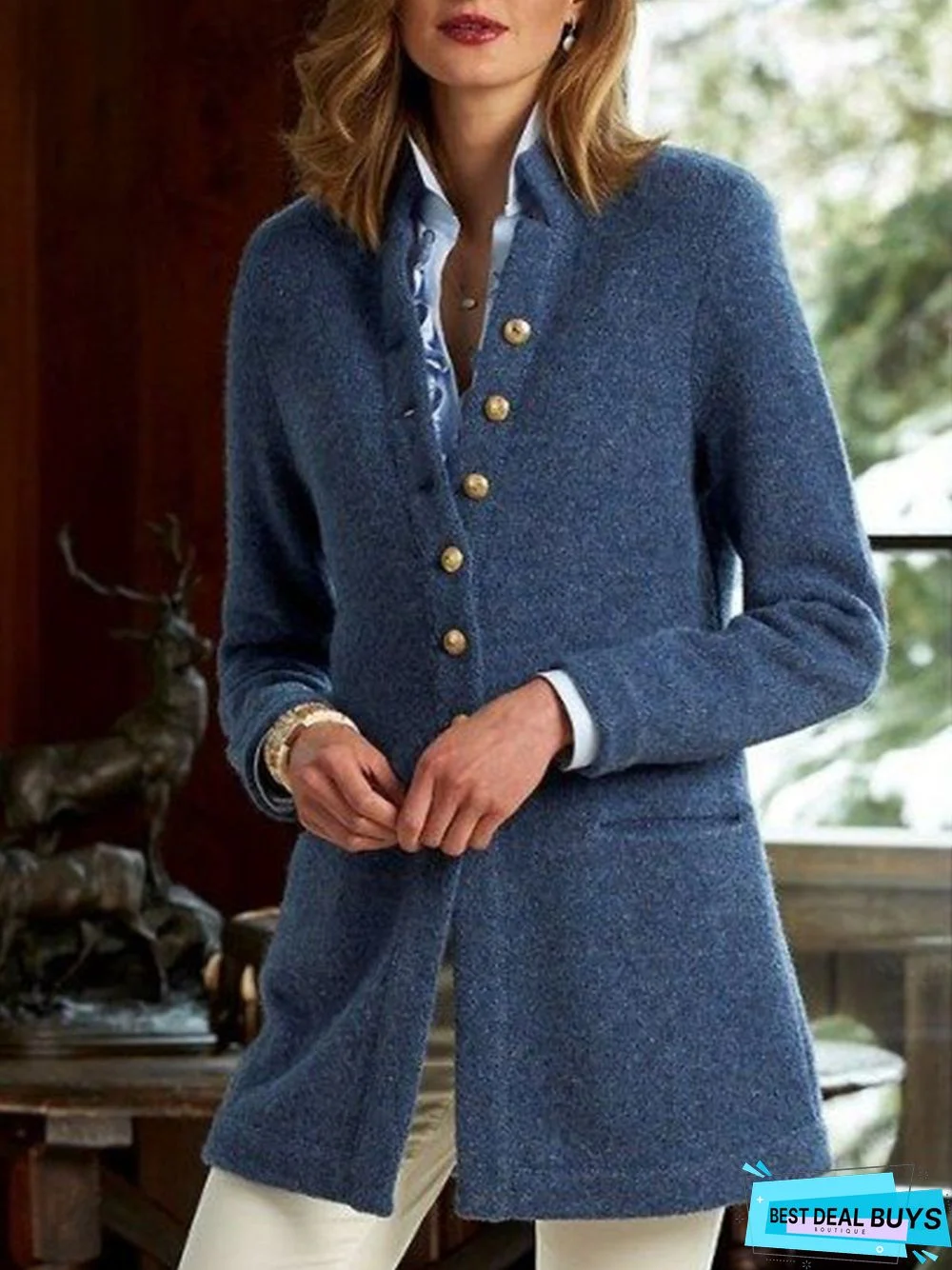 Blue Shift Long Sleeve Fleece Coat