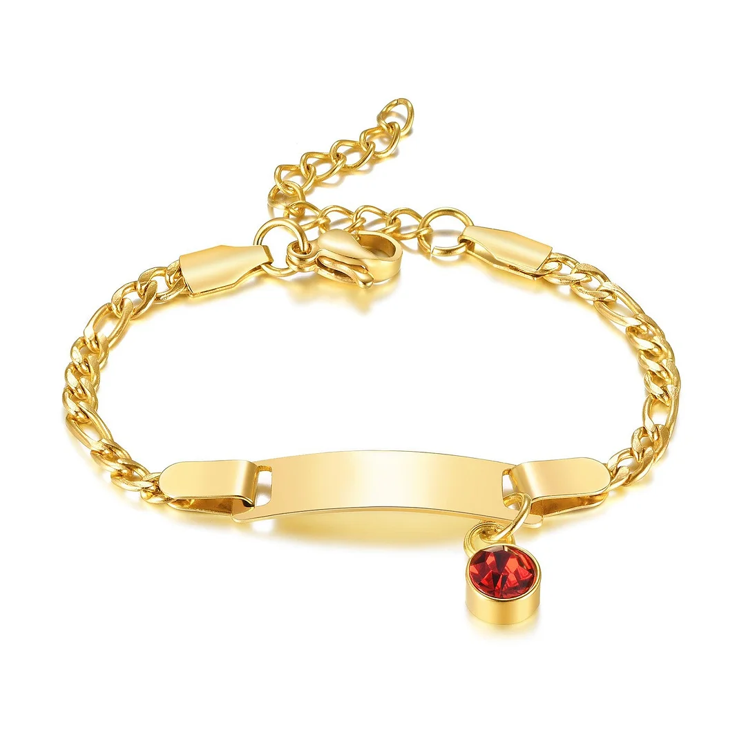 Birthstone Custom Name Baby Bracelet With Name-VESSFUL