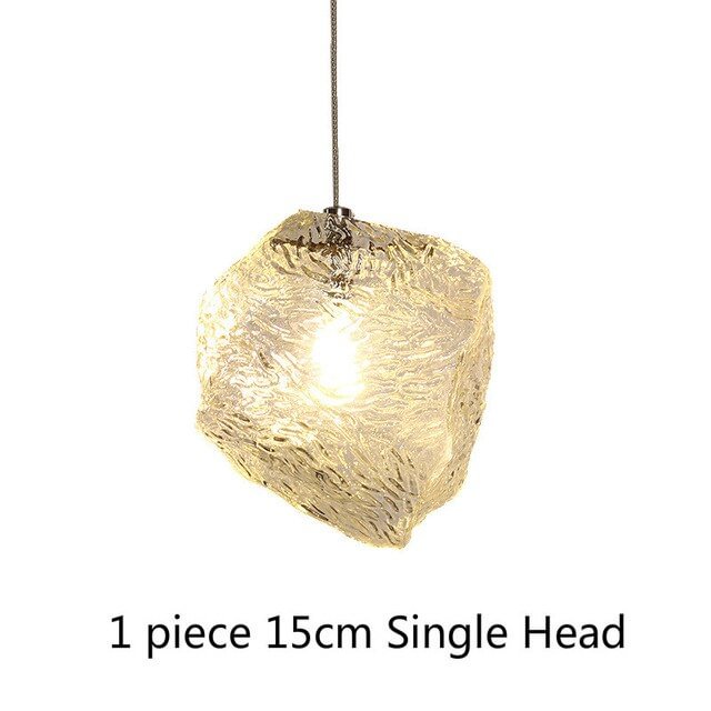 Ice Cube Stone Pendant Light Ripple Glass Pendant Lamp Bar Counter E27 Nordic Hanging Lamp Kitchen Light Fixture