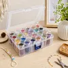 24Pcs Round Bottles with Insert Diamond Painting Containers Multi Purpose Portable Plastic Case Box with Stickers & Compartments Arts Crafts Storage Bottle for Hardware Rhinestone