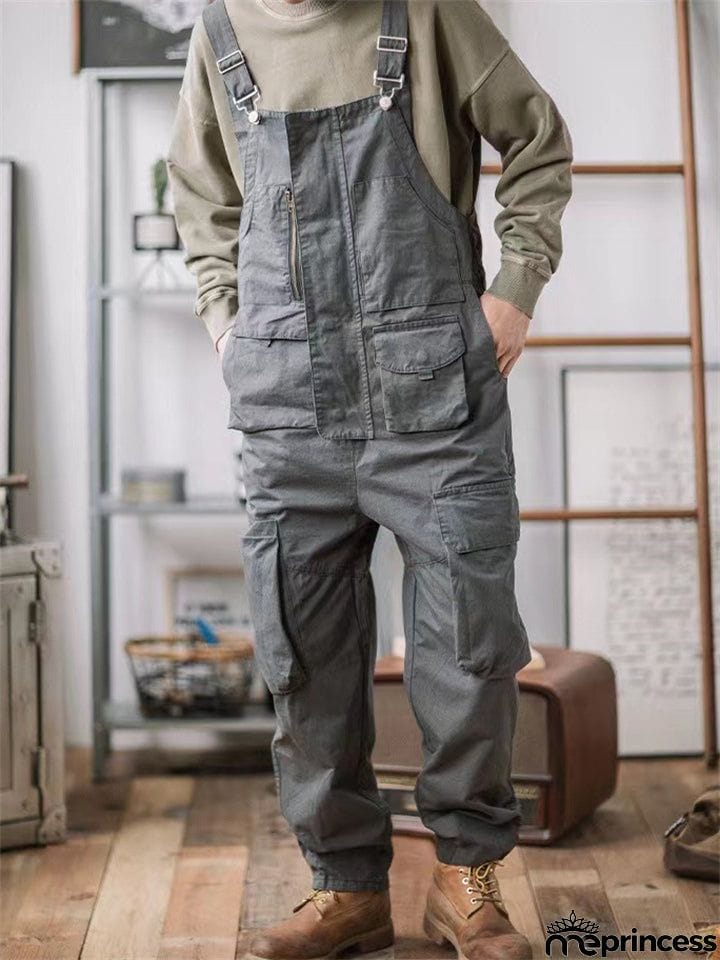 Men's Casual Cozy Oversized Multi-Pocket Dungarees