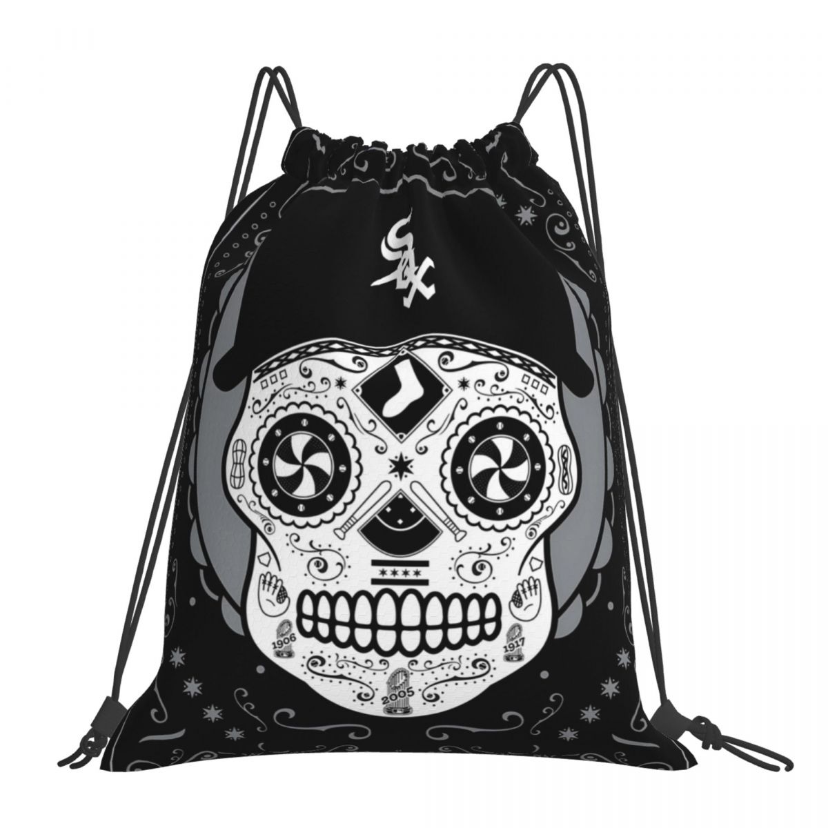 Chicago White Sox Sugar Skull Unisex Drawstring Backpack Bag Travel Sackpack