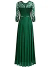 Medium-long Sleeve Chiffon Dress Round Neck Stitching Lace Dress Evening Dress Black Dresses