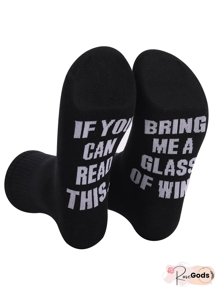 If You Can Read This Casual Alphabet Print Cotton Socks