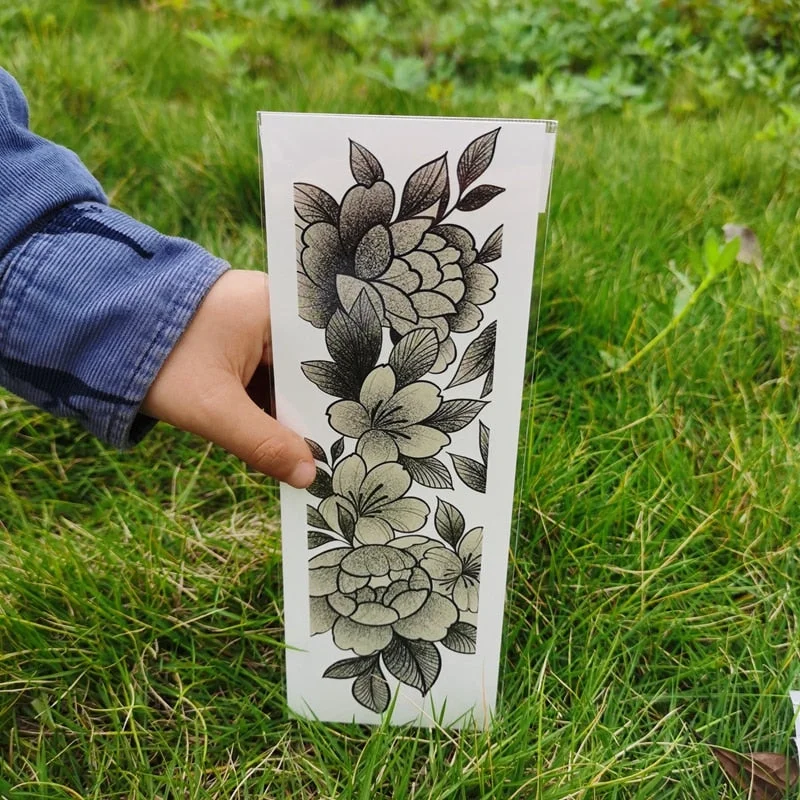 Waterproof Flower Arm Temporary Tattoo Sticker Chinese Wind Arm Ring Wave Art Dec Fake Tattoo Men Women Foot Ring Tattoo Sticker