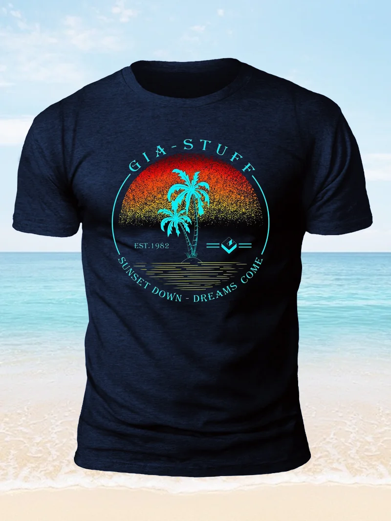 GIA STUFF Coconut Trees Print Short Sleeve Men's T-Shirt in  mildstyles