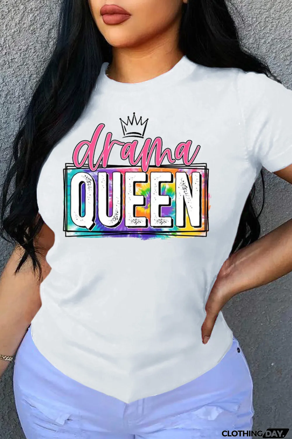 Orange Fashion Casual Letter Print Basic O Neck T-Shirts