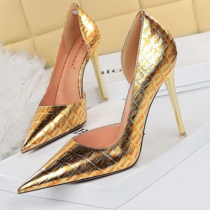 Graduation Gift Shoes 2023 New Designer Shoes Woman Pumps Champagne Gold High Heels Stiletto 11 Cm Wedding Shoes Women Heels Dress Shoes