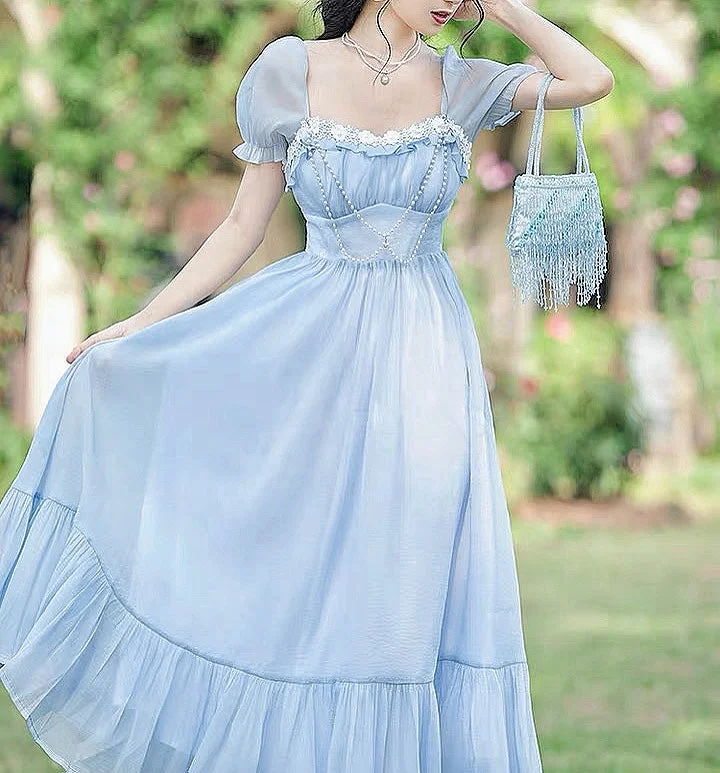 Cottagecore Blue Romantic Royalcore Princess Dress SP17837