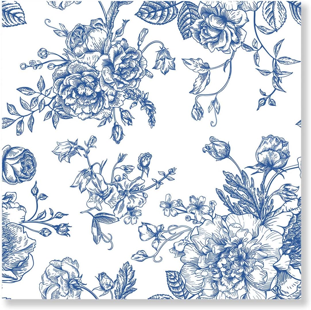 ENPAP Anemone Flower Floral Blue Flowers Victorian Night White Canvas Print Artwork Wall Decor Wall Art Poster Canvas Prints Picture Home Office Bathroom Living Room Wall Decor 16x16 Inch 16x16 inch
