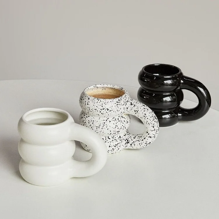 Handmade Ceramic Chubby Ripple Oversize Cup