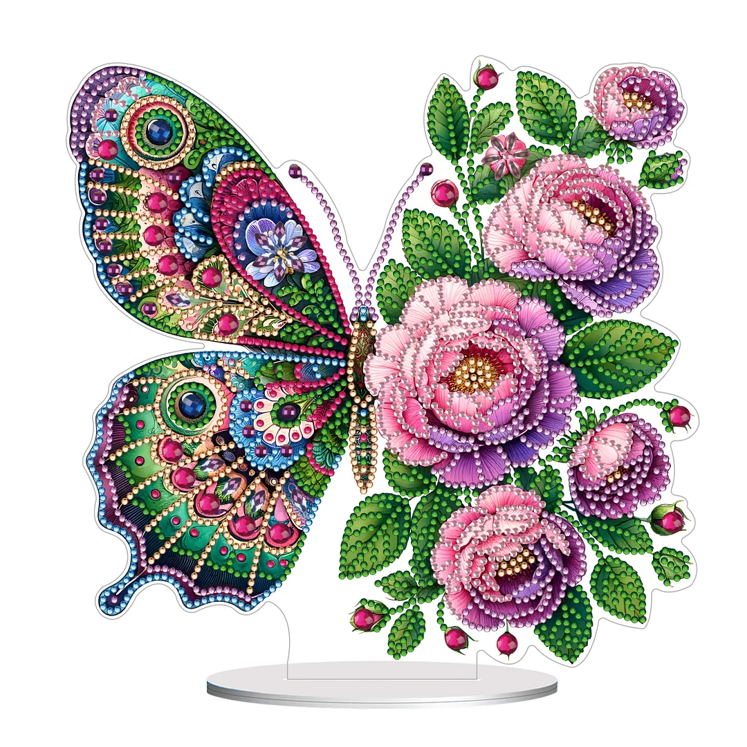 DIY Flower and Butterfly Special Shaped Acrylic Desktop Diamond Painting Art Office Decor