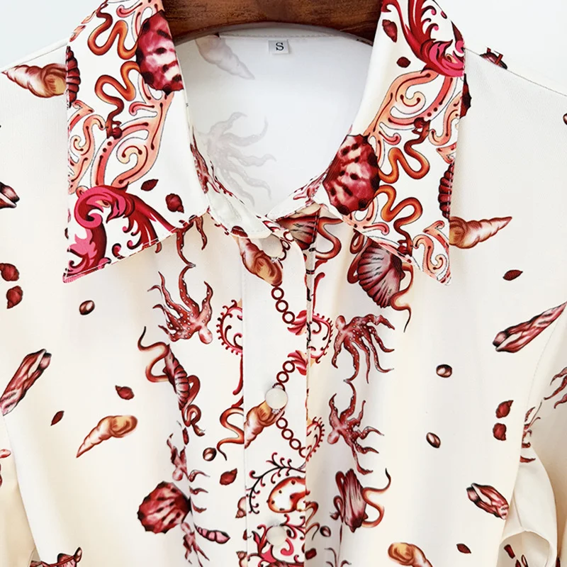 Nigikala Nigikala Spring And Summer New Star Fashion Holiday Casual Printed Shirt Long Dress Long Dress