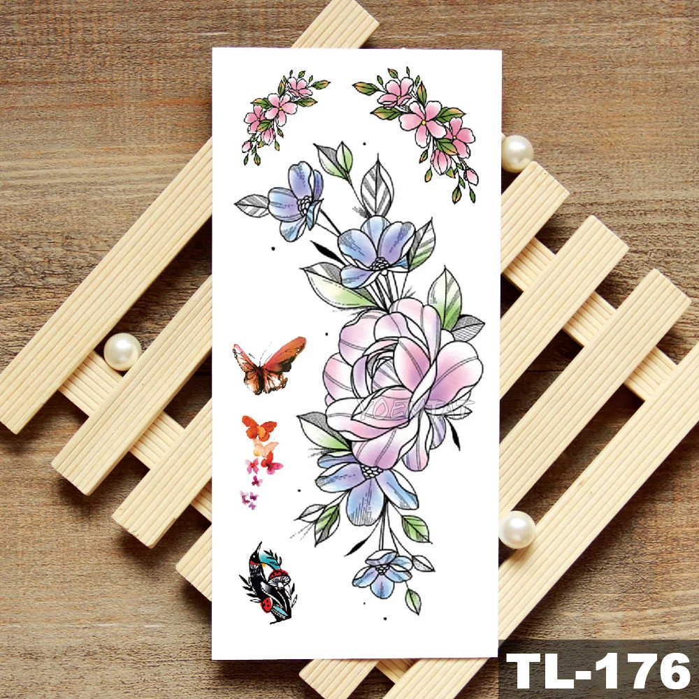 Sdrawing Owl Compass Waterproof Temporary Tattoo Sticker Flower Wolf Mountain Flash Tattoos Body Art Fake Arm tatoo Women