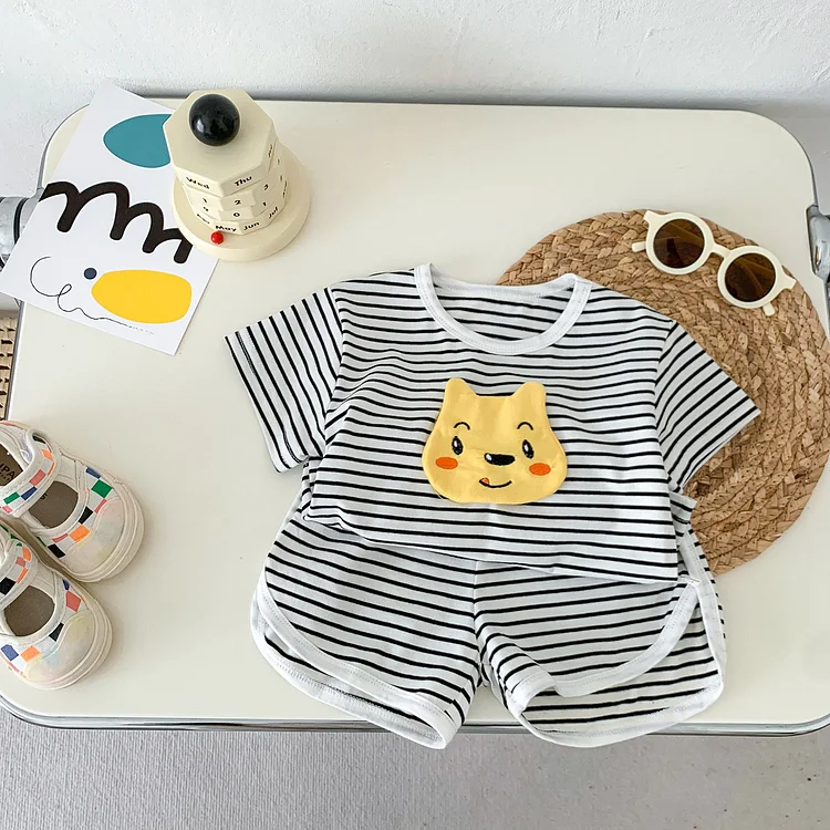 Baby Toddler Boy/Girl Suspender Bear Short Sleeve T-shirt and Shorts Set