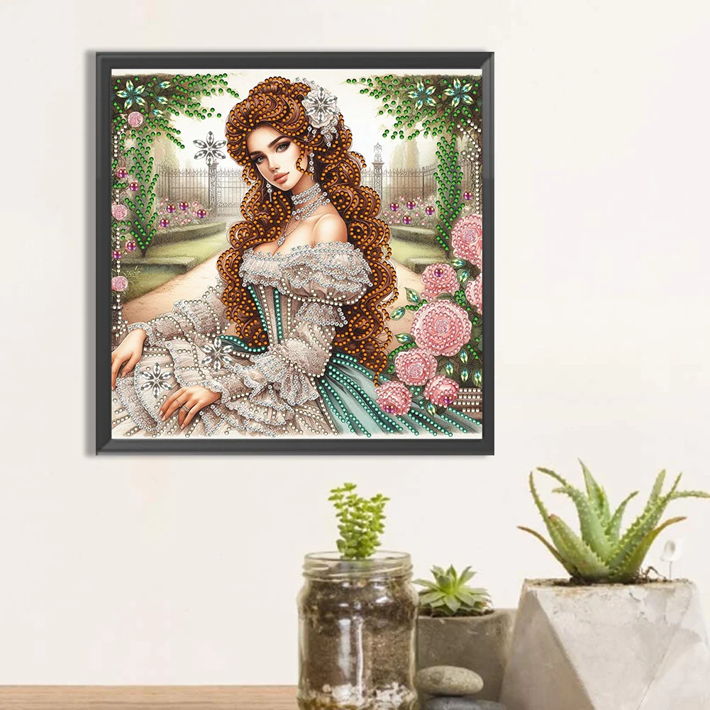Diamond Painting - Partial Special Shaped Drill - Garden Lady(Canvas|30*30cm)