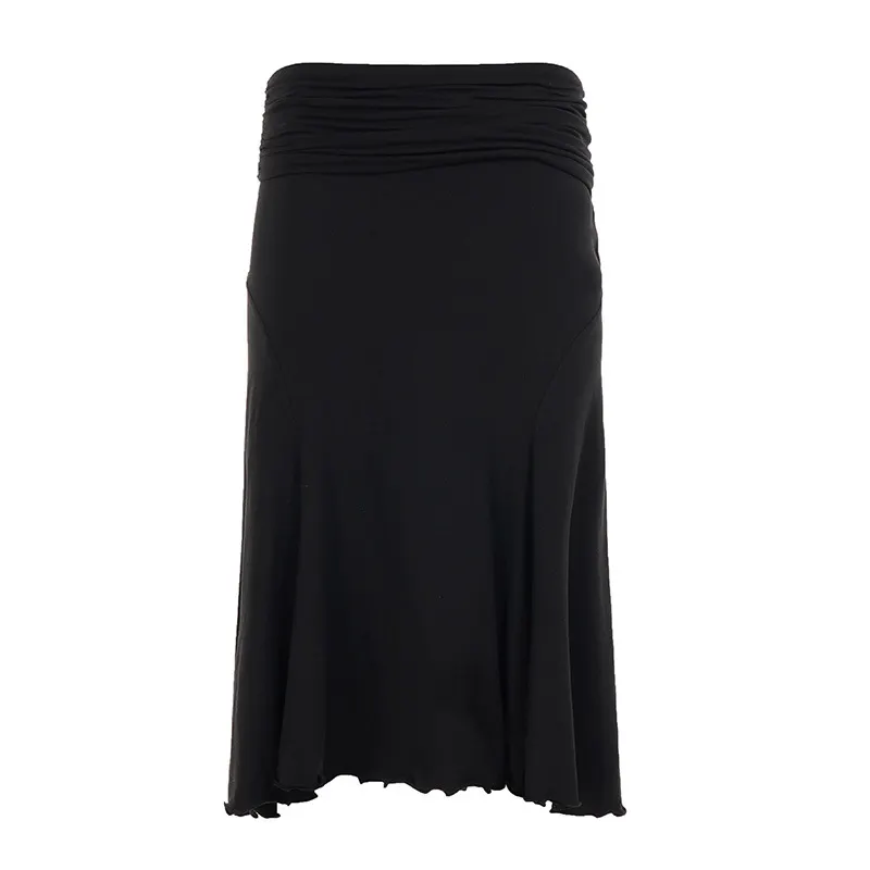 Women's Ruched High Waist Midi Skirt