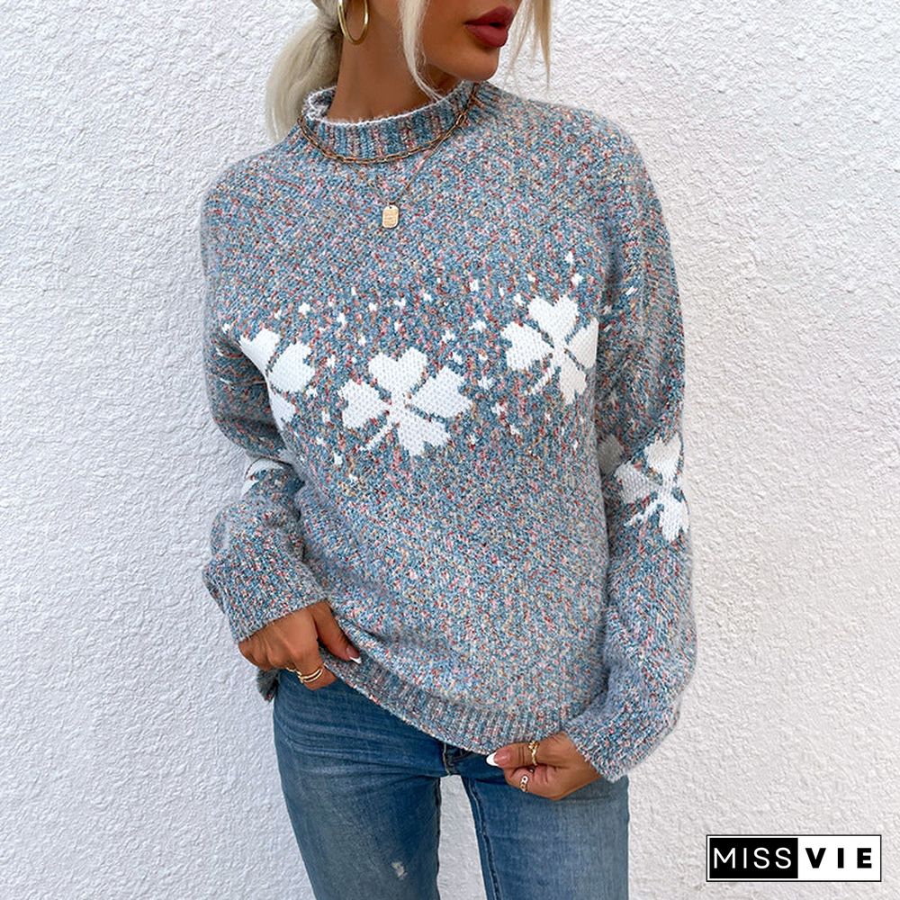 Four Leaf Clover Pattern Women Sweater