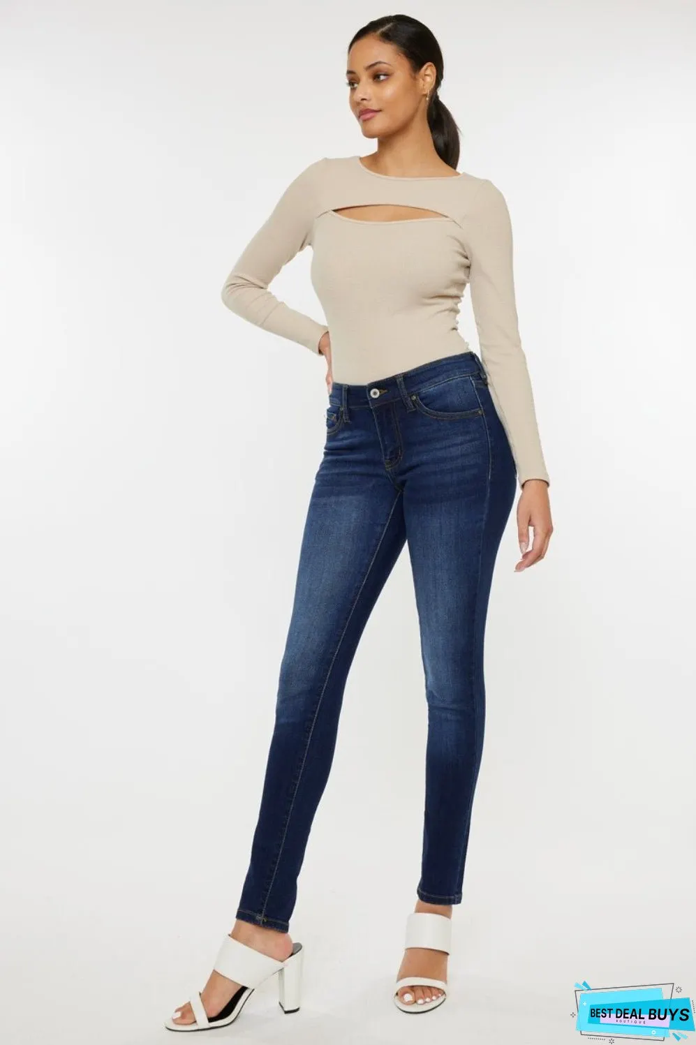 Kancan Mid Rise Gradient Skinny Jeans