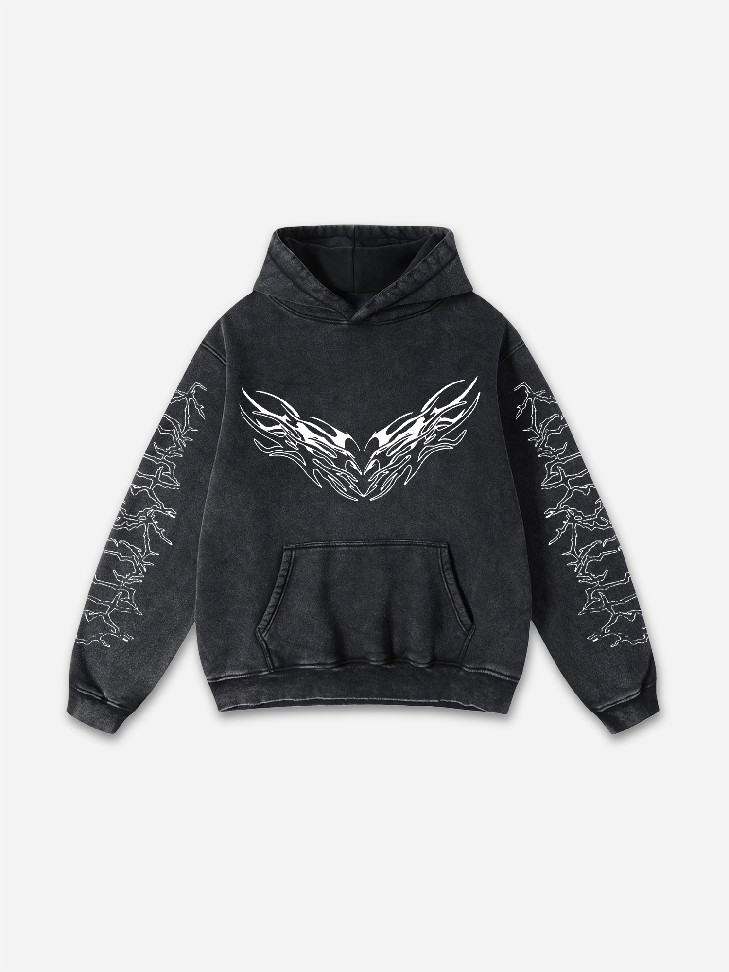Sopula Vintage Gothic Demon Graphic Acid Washed Oversized Hoodie