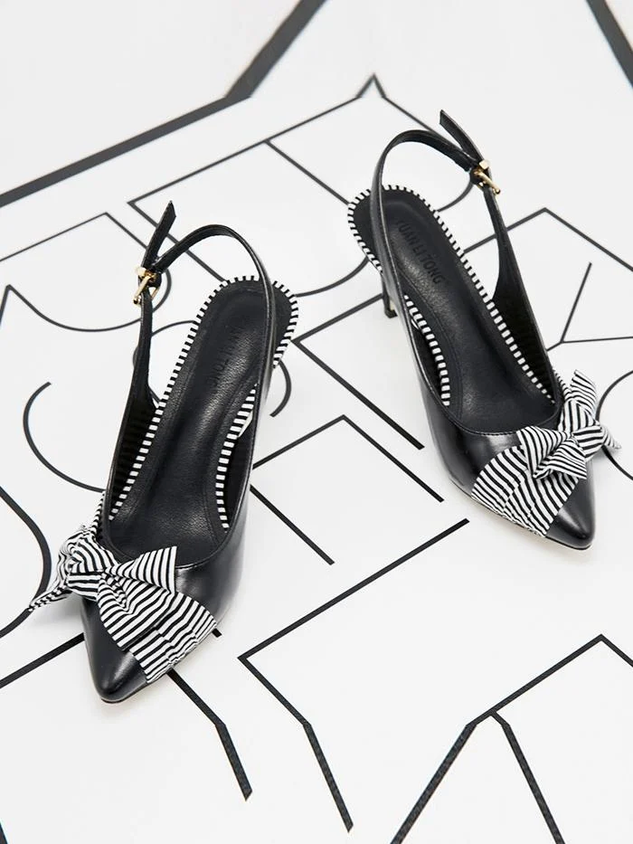 Fashion empty shallow mouth women's stiletto pointed bow high heels