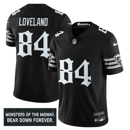 Men's Chicago Bears #84 Colston Loveland Black 'Gothic Monsters Edition' Vapor F.U.S.E. Limited Jersey