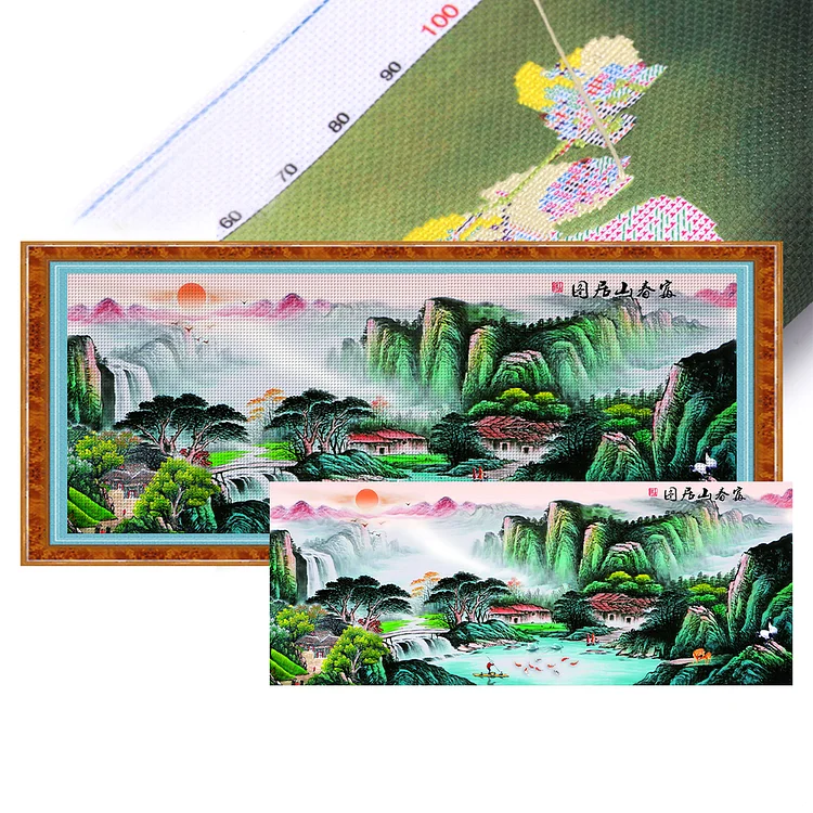 【Mona Lisa】Dwelling In The Fuchun Mountains, A Large Version Of The Landscape (50*112cm) 11CT Stamped Cross Stitch gbfke