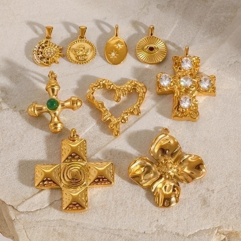 1 Piece 304 Stainless Steel Cross Heart Shape Jewelry Accessories Pendant