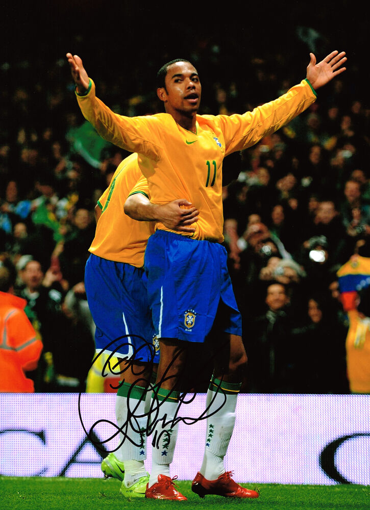 ROBINHO - Robson de Souza SIGNED Autograph Brazil Football Huge Photo Poster painting AFTAL COA