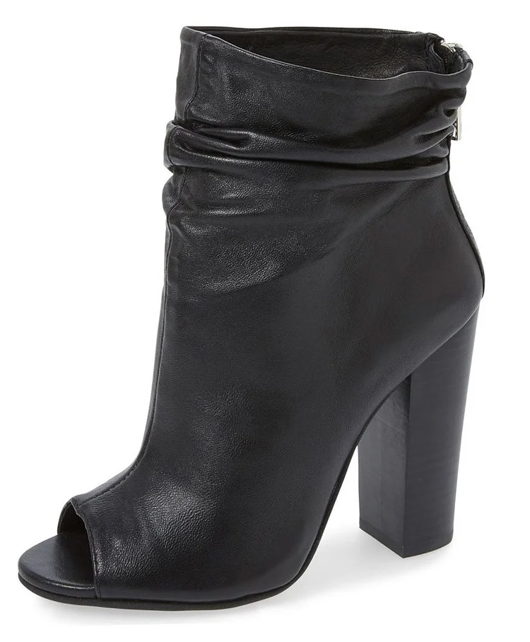 Peep Toe Ankle Boots with Chunky Stacked Heels in Stylish Design Vdcoo