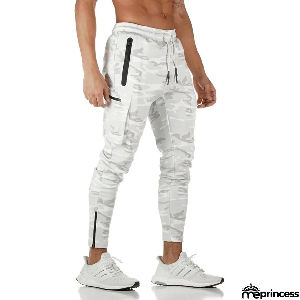Men's Elastic Drawstring Closure Plain Compression Sports Pants
