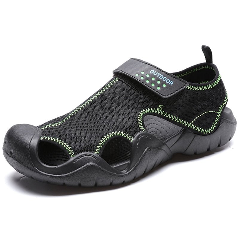 ZZFABER Summer Men's Sandals Breathable Mesh Beach Shoes Outdoor Casual Shoes Sneakers Non-Slip Soft Bottom Hole Sandals  Male