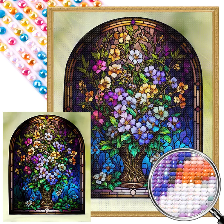 Partial AB Drill - Full Round Diamond Painting - Flowers 40*50CM