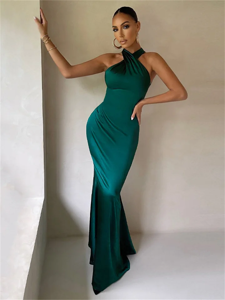 Sexy Solid Slim Sleeveless Backless Dress for Ladies Fashion