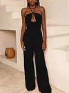 Solid Color Backless Jumpsuits Bottoms