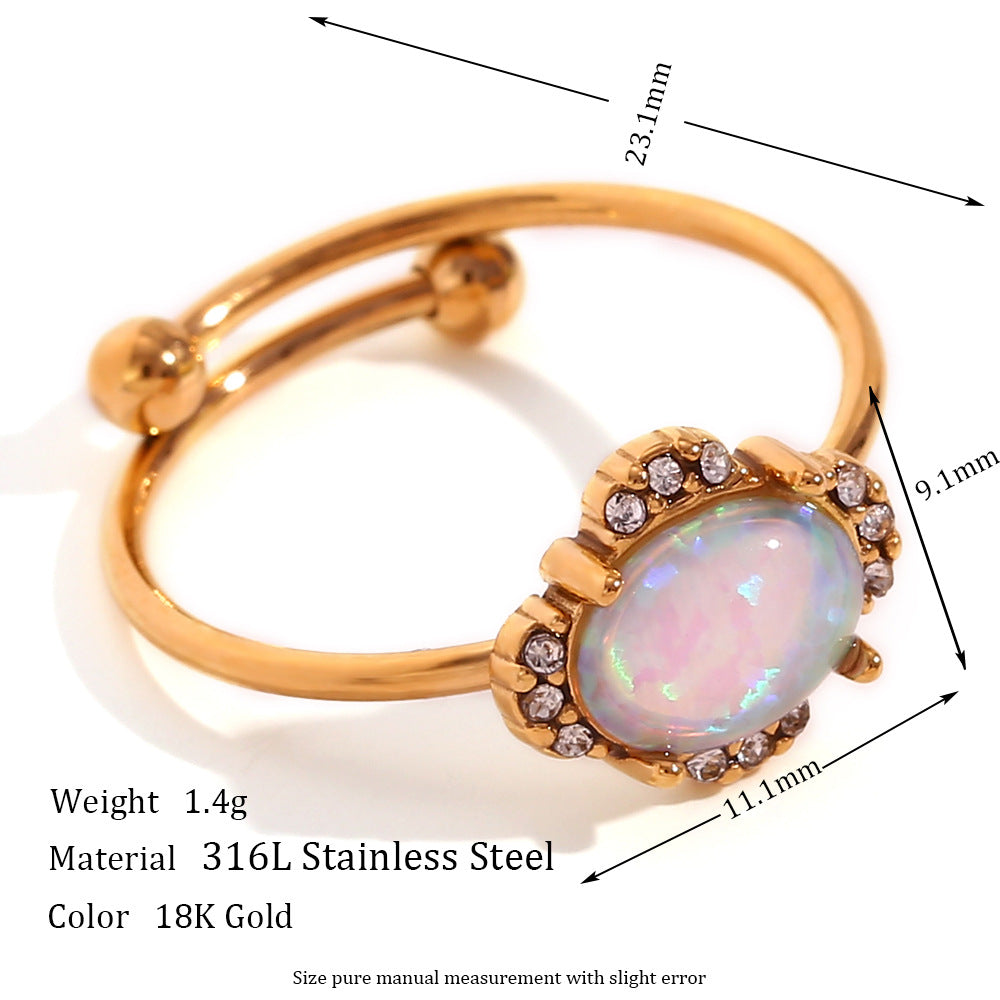 Women Fashion Heart Geometric Stainless Steel 18K Gold Plated Rings
