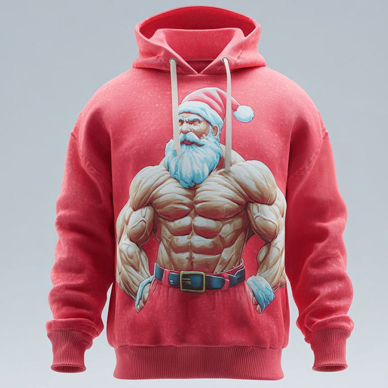 Men's Fun Christmas Santa Claus Muscle Hooded Sweatshirt elevenforest