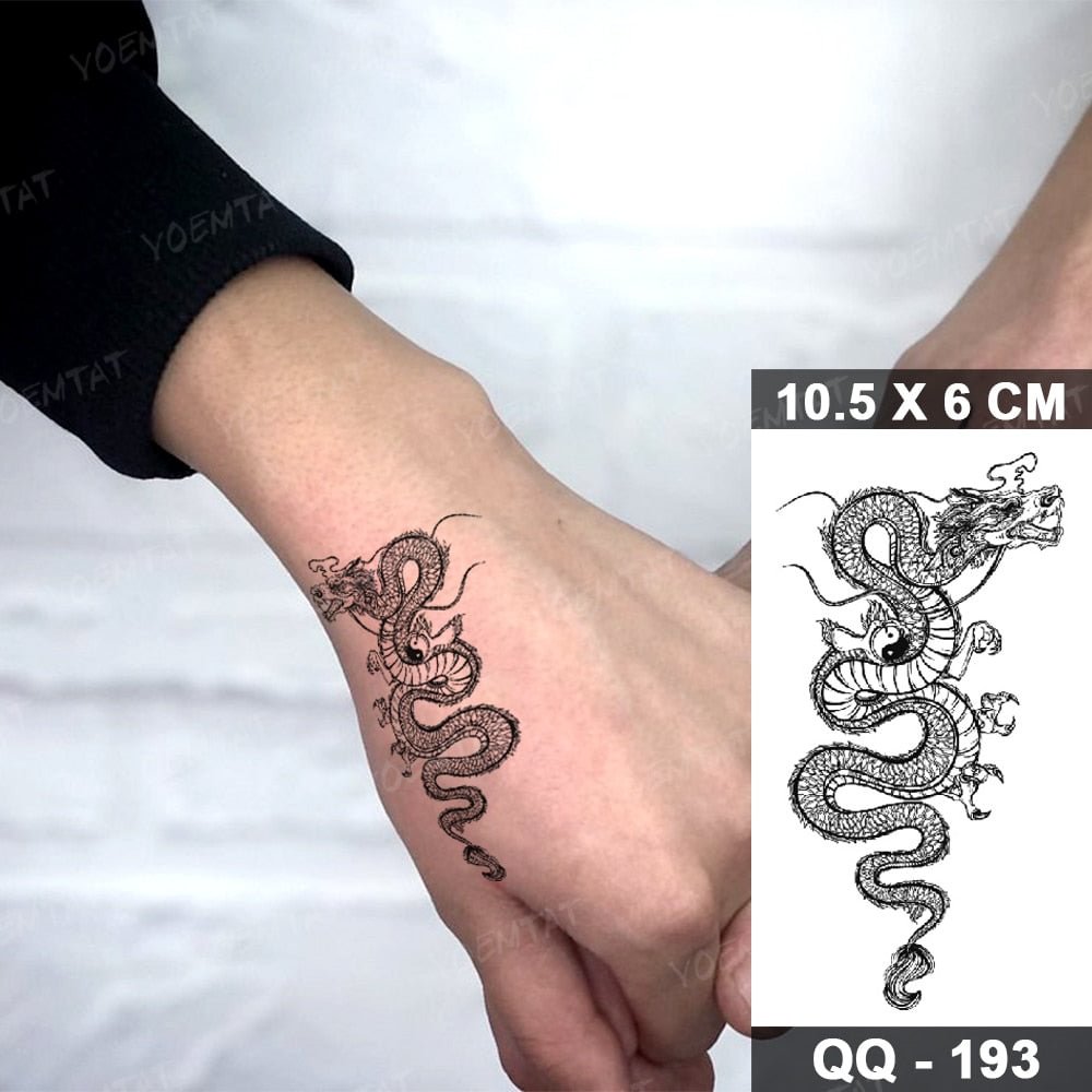 Animal Dragon Waterproof Temporary Tattoo Sticker Cross Wrist Hand Ankle Small Tatoo Kids Fake Tatto Body Art Men Women