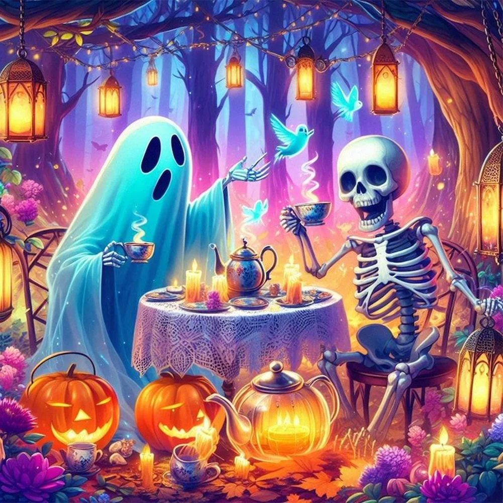 Diamond Painting - Full Round Drill - Halloween Skull(Canvas|40*40cm)