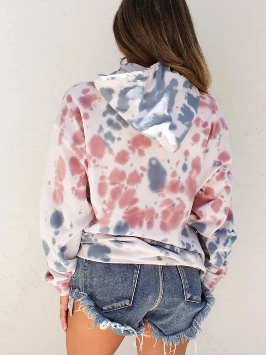 Drawstring Kangaroo Pocket Tie Dye Hoodies