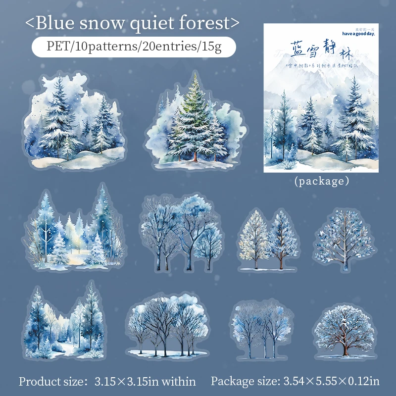 Journalsay The Shadows of Trees in The Snow Series Vintage Winter Tree Landscaping PET Sticker 