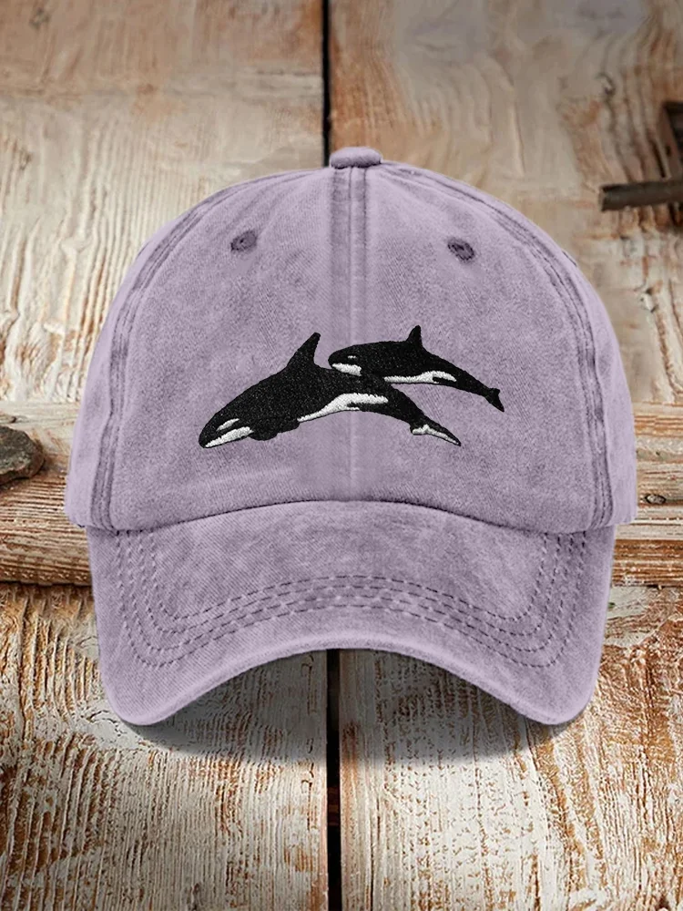 Killer Whale Embroidered Art Graphic Casual Cap